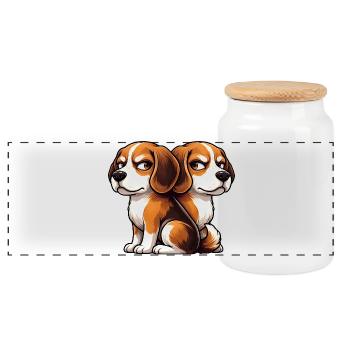 Amis de dessins animés Beagle mignons - Boîte à biscuits avec couvercle en bois - blanc - Devant