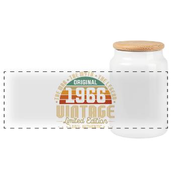 1966 Original Vintage Geburtstag Geschenk - Panorama Keksdose mit Holzdeckel - Weiß - Vorne