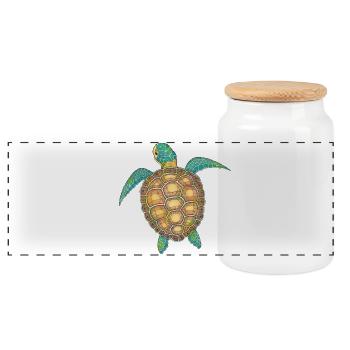 Tortue de mer dessinée à la main - Boîte à biscuits avec couvercle en bois - blanc - Devant