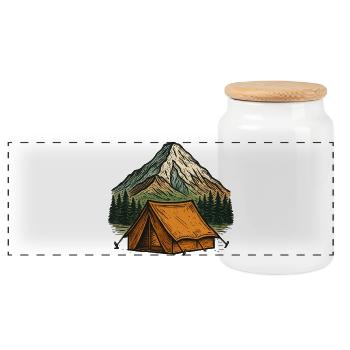 Bergzelt Abenteuer Landschaft - Panorama Keksdose mit Holzdeckel - Weiß - Vorne