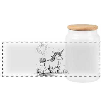 Licorne au soleil - Boîte à biscuits avec couvercle en bois - blanc - Devant