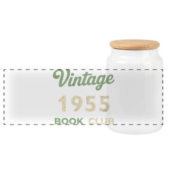 Vintage 1955 Book Club Retro Geburtsjahr Geschenk - Panorama Keksdose mit Holzdeckel - Weiß - Vorne