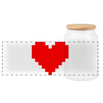 Pixel Red Heart Pixel Art - Panorama Keksdose mit Holzdeckel - Weiß - Vorne