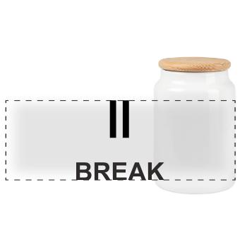 Pause sign "BREAK" – minimalist work & ch - Panoramic Cookie Jar with Wooden Lid - white - Front