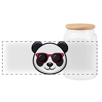 Panda Rote Brille - Panorama Keksdose mit Holzdeckel - Weiß - Vorne
