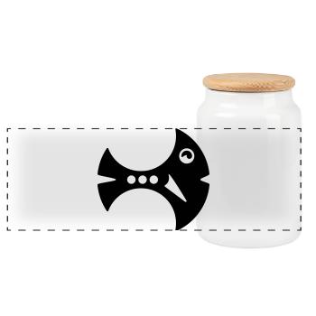 Sickle Fish Illustration Fantasy Fish - Panoramic Cookie Jar with Wooden Lid - white - Front
