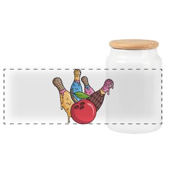 Bowlingspieler Eiscreme Kinder Jungen Bowling - Panorama Keksdose mit Holzdeckel - Weiß - Vorne