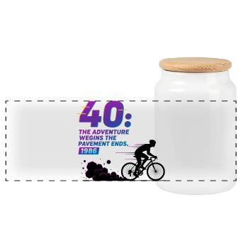 40. Geburtstag Gravel Biking Adventure Tee - Panorama Keksdose mit Holzdeckel - Weiß - Vorne