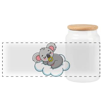 Baby-Koala-Träumer auf Pastellwolke - Panorama Keksdose mit Holzdeckel - Weiß - Vorne