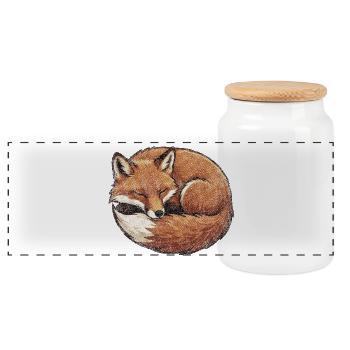 Schlafender Fuchs im Retro Vintage Stil - Panorama Keksdose mit Holzdeckel - Weiß - Vorne
