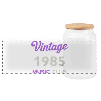 Vintage 1985 Music Club Retro Année de naissance vintage - Boîte à biscuits avec couvercle en bois - blanc - Devant