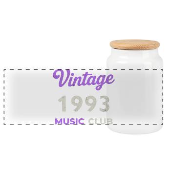 Vintage 1993 Music Club Retro Birth Year Vintage - Panoramic Cookie Jar with Wooden Lid - white - Front