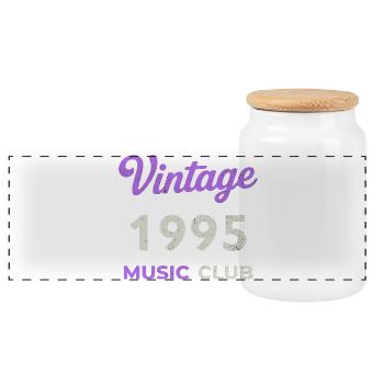 Vintage 1995 Music Club Retro Birth Year Vintage - Panoramic Cookie Jar with Wooden Lid - white - Front