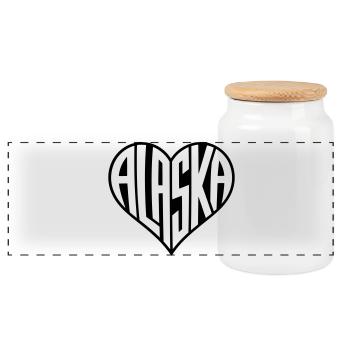 L’Alaska en lettres de cœur - Boîte à biscuits avec couvercle en bois - blanc - Devant