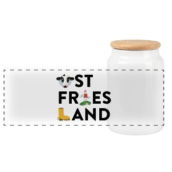 Ostfriesland - Panorama Keksdose mit Holzdeckel - Weiß - Vorne