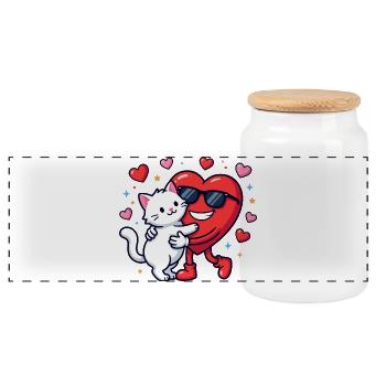 Une Saint-Valentin amusante pour les propriétaires de chats - Boîte à biscuits avec couvercle en bois - blanc - Devant