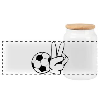 Soccer Peace - Panorama Keksdose mit Holzdeckel - Weiß - Vorne