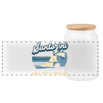 Santorini Where Every Hour Is Golden Hour - Panoramic Cookie Jar with Wooden Lid - white - Front