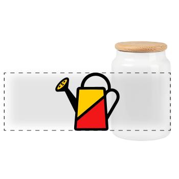 Two-tone watering can tool vegetable gardener - Panoramic Cookie Jar with Wooden Lid - white - Front