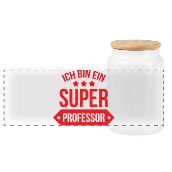 Super Professeur Étoiles Typographie Rouge et Blan - Boîte à biscuits avec couvercle en bois - blanc - Devant