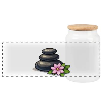 Zen Steinpyramide mit Lotus - Panorama Keksdose mit Holzdeckel - Weiß - Vorne