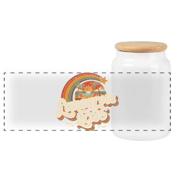 Lanzarote 2026 Strand Retro - Panorama Keksdose mit Holzdeckel - Weiß - Vorne