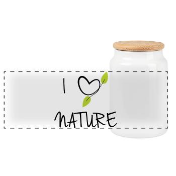Nature Zen Eco-Design Fine - Panoramic Cookie Jar with Wooden Lid - white - Front