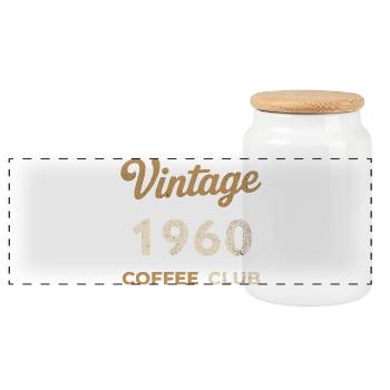 Millésime 1960 – Année de naissance rétro du Coffee Club - Boîte à biscuits avec couvercle en bois - blanc - Devant