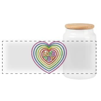 Texte coloré Love You Shaped Hearts Impression - Boîte à biscuits avec couvercle en bois - blanc - Devant
