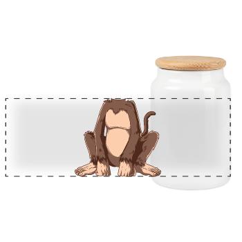 Bigfoot Cartoon Silhouette on Apparel - Panoramic Cookie Jar with Wooden Lid - white - Front
