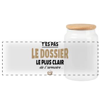T’es pas le dossier le plus clair de l’armoire - Boîte à biscuits avec couvercle en bois - blanc - Devant