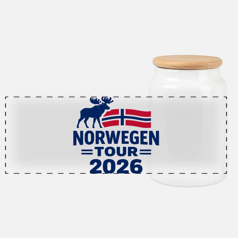 Norwegen Tour 2026 Geschenk Abenteuer - Panorama Keksdose mit Holzdeckel - Weiß