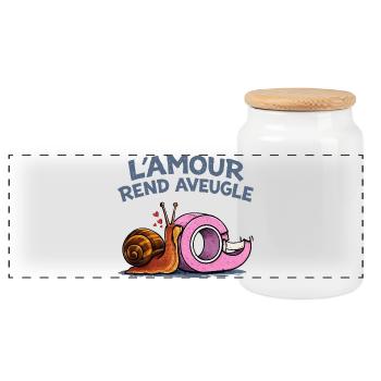 L’amour rend aveugle – humour escargot scotch - Boîte à biscuits avec couvercle en bois - blanc - Devant
