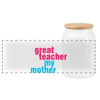 Great Teacher Mom Shirt – Geschenkidee - Panorama Keksdose mit Holzdeckel - Weiß - Vorne