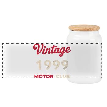 Cadeau vintage de l’année rétro de naissance du Motor Club 1999 - Boîte à biscuits avec couvercle en bois - blanc - Devant