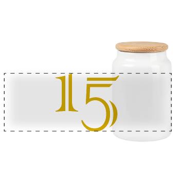 15. 15 YEARS. 15th ANNIVERSARY. 15 YEAR ANNIVERSARY. - Panoramic Cookie Jar with Wooden Lid - white - Front