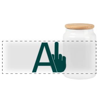 AI - Panoramic Cookie Jar with Wooden Lid - white - Front