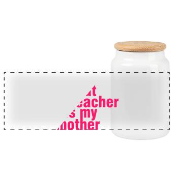 Great Teacher Mom Shirt – Geschenkidee - Panorama Keksdose mit Holzdeckel - Weiß - Vorne