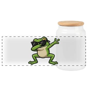 Dabbing Frosch - Panorama Keksdose mit Holzdeckel - Weiß - Vorne