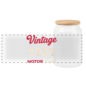 Cadeau vintage de l’année de naissance rétro du Motor Club 1959 - Boîte à biscuits avec couvercle en bois - blanc - Devant
