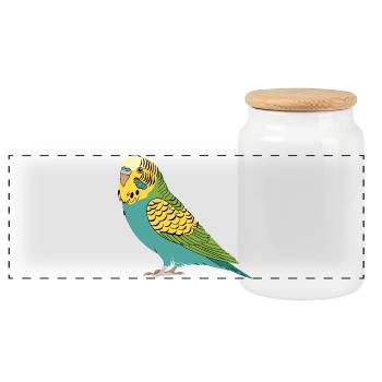 Perruche perruche turquoise vert jaune - Boîte à biscuits avec couvercle en bois - blanc - Devant