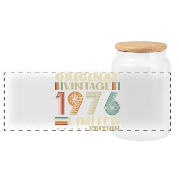 1976 Vintage Rétro Cadeau D’anniversaire - Boîte à biscuits avec couvercle en bois - blanc - Devant