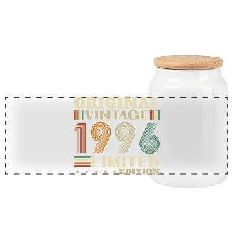 1996 Vintage Rétro Cadeau D'anniversaire - Boîte à biscuits avec couvercle en bois - blanc - Devant