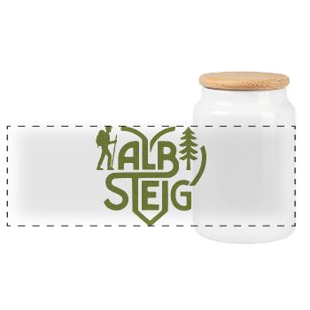 Albsteig Heart Forest Path - Panoramic Cookie Jar with Wooden Lid - white - Front