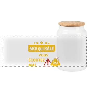 Ce n'est pas moi qui râle - Humour râleur - Boîte à biscuits avec couvercle en bois - blanc - Devant