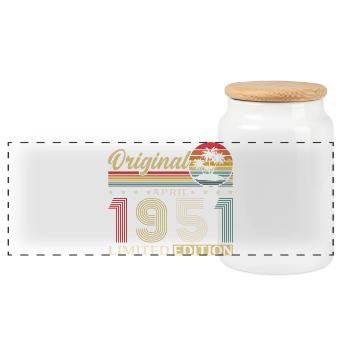 Cadeau du 75e anniversaire Mari Épouse Original 1951 - Boîte à biscuits avec couvercle en bois - blanc - Devant