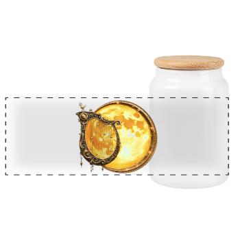 Harpe Lunaire d’Or - Boîte à biscuits avec couvercle en bois - blanc - Devant