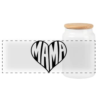 Mom Heart Typography - Panoramic Cookie Jar with Wooden Lid - white - Front