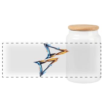Jersey Design Triangle Blue Orange Sporty Style - Panoramic Cookie Jar with Wooden Lid - white - Front