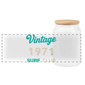 Vintage 1971 Surf Club Retro Birth Year Gift - Panoramic Cookie Jar with Wooden Lid - white - Front